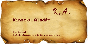 Kinszky Aladár névjegykártya